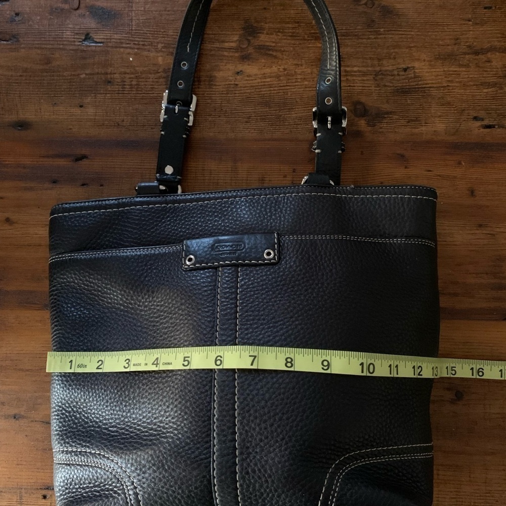 Coach Hamilton Black Pebbled Leather Shoulder Tote Bag - Picture 10 of 14